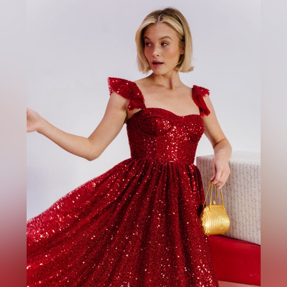 NWOT Ava Gowns Red Sequin Gown